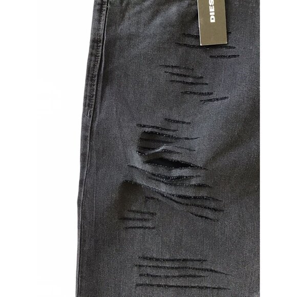 $228 Diesel Men's Buster Regular Slim Tapered Destroy Jeans 084PQ Black Size 34 - Picture 6 of 12